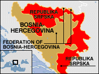 Map of BOSNIA-HERZEGOVINA